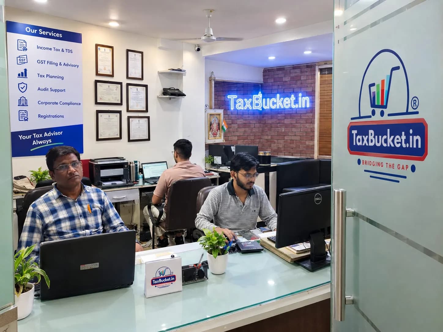 TaxBucket team at work in our South West Delhi office